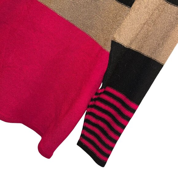 steve fabikant st john santan knit color block red black khaki sweater dress S - Picture 4 of 5